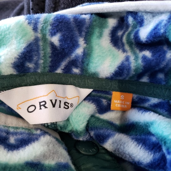 Orvis Fleece Women's Small Pullover Sweater Striped Blue Ski Resort - Picture 2 of 13